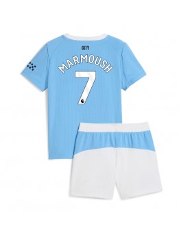 Billige Manchester City Omar Marmoush #7 Hjemmedraktsett Barn 2025-26 Kortermet (+ Korte bukser)